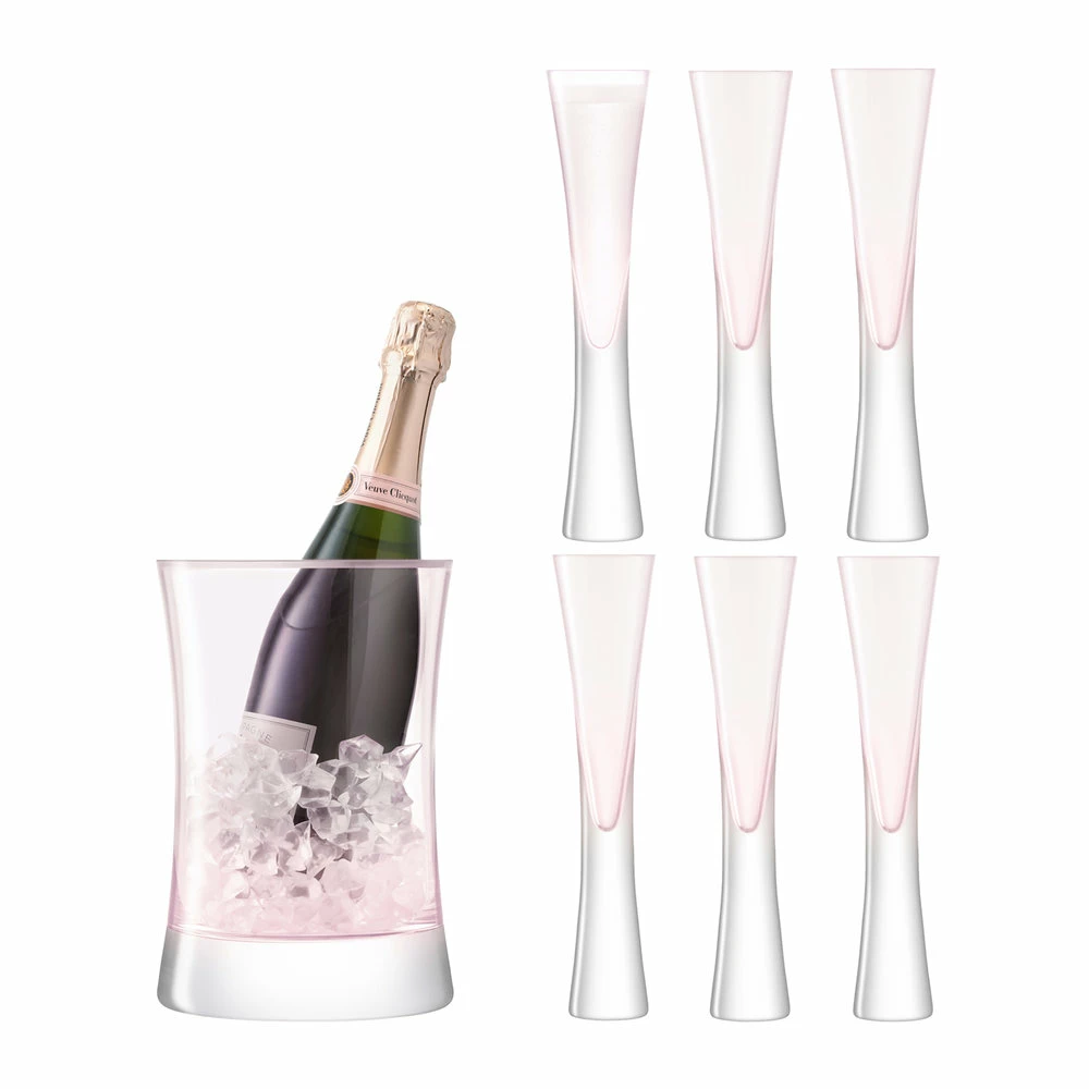 LSA International Moya Blush Champagne Serving Set - Ice Bucket & Flutes 3 LSA International Moya Blush Champagne Serving Set - Ice Bucket & Flutes