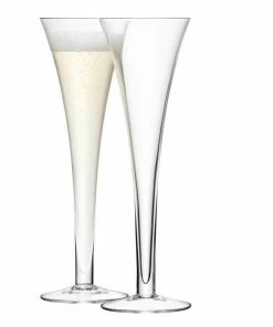 LSA International Set of 2 Bar Hollow Stem Flutes 200ml