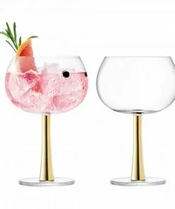 LSA International Set of 2 420ml Gold Stem Gin Balloon Glasses