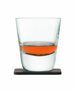LSA International Set of 2 Whisky Arran Tumblers on Walnut Coasters