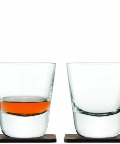 LSA International Set of 2 Whisky Arran Tumblers on Walnut Coasters