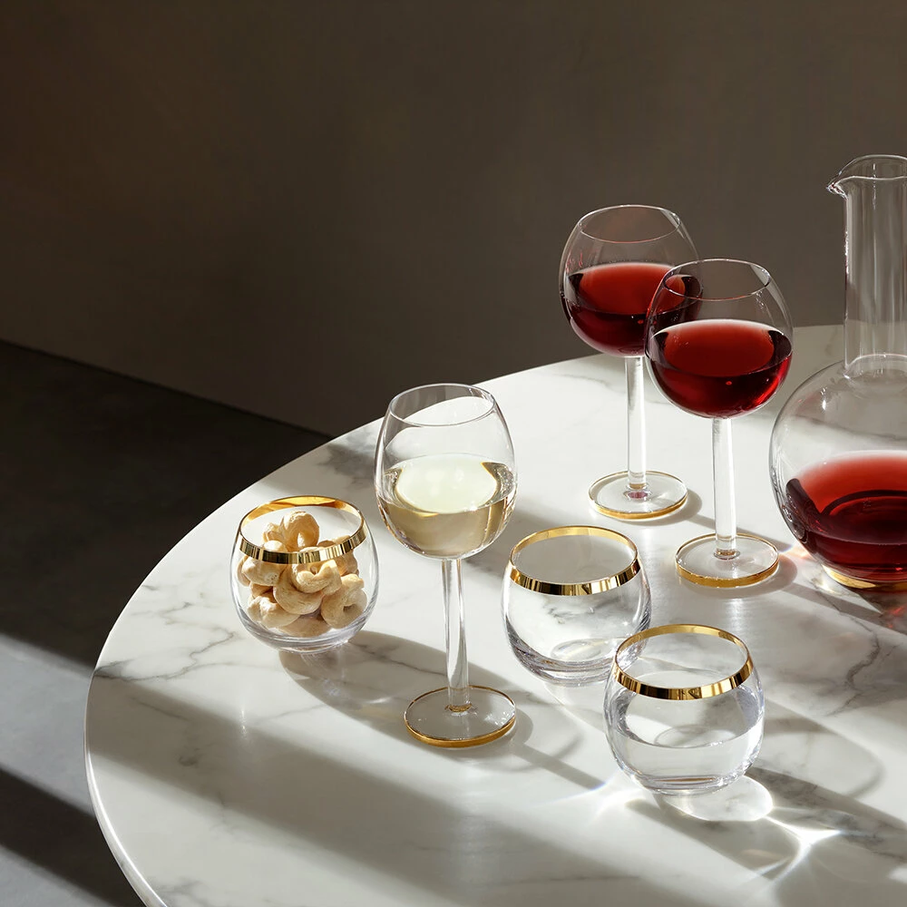 LSA International Set of 2 Luca Wine Glasses with Gold Trim 6 LSA International Set of 2 Luca Wine Glasses with Gold Trim