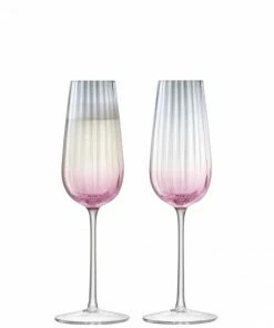 LSA International Set of 2 250ml Pink/Grey Dusk Champagne Flutes