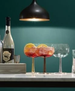 LSA International Pair of Gin Balloon Glasses with Gold Stems 420ml