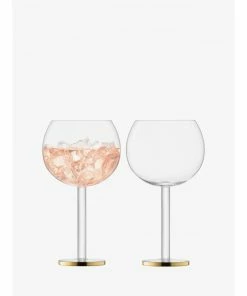 LSA International Set of 2 Luca Balloon Glasses with Gold Trim