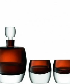 LSA International Peat Brown Whisky Club Whisky Set - Decanter & 2 Tumblers