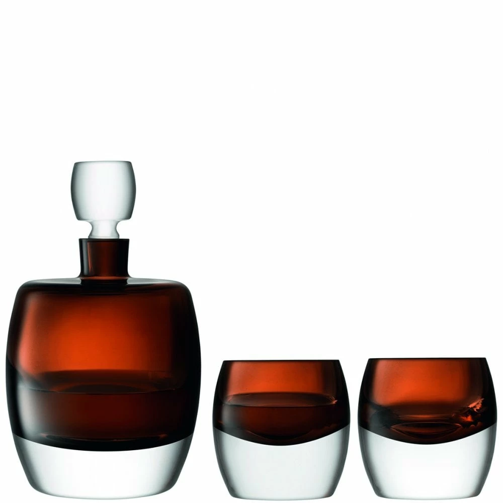 LSA International Peat Brown Whisky Club Whisky Set - Decanter & 2 Tumblers 3 LSA International Peat Brown Whisky Club Whisky Set - Decanter & 2 Tumblers