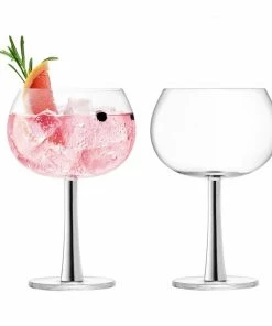 LSA International Set of 2 420ml Platinum Stem Gin Balloon Glasses