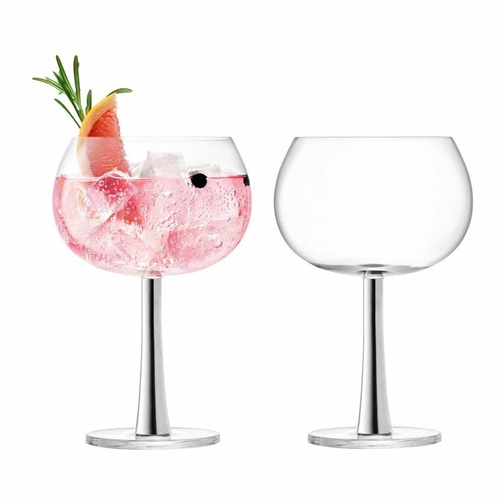 LSA International Set of 2 420ml Platinum Stem Gin Balloon Glasses 3 LSA International Set of 2 420ml Platinum Stem Gin Balloon Glasses