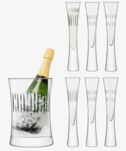 LSA International Moya Champagne Serving Set with Assorted Handcut Decoration