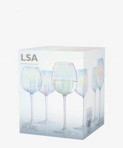 LSA International Set of 4 325ml Pearl White Wine Glasses