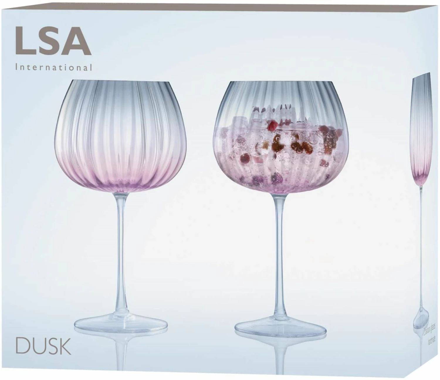 LSA International Set of 2 Pink/Grey Dusk Balloon Gin Glass 650ml 6 LSA International Set of 2 Pink/Grey Dusk Balloon Gin Glass 650ml