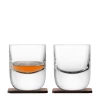 LSA International Set of 2 Whisky Renfrew Tumblers On Walnut Coasters