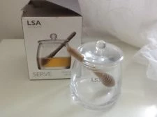 LSA International Mouthblown Glass Honey Pot With Natural Oak Dipper 5 LSA International Mouthblown Glass Honey Pot With Natural Oak Dipper