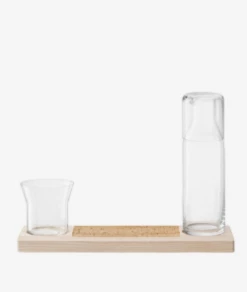 LSA International Plateau Duo Carafe Set & Plant Pot on Ash/Cork Base