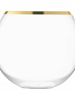 LSA International Luca Mouthblown Glass Ice Bucket 15cm with Gold Trim