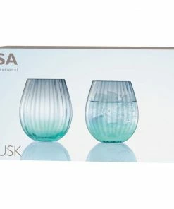 LSA International Set of 2 Green/Grey 425ml Dusk Tumbler Glasses