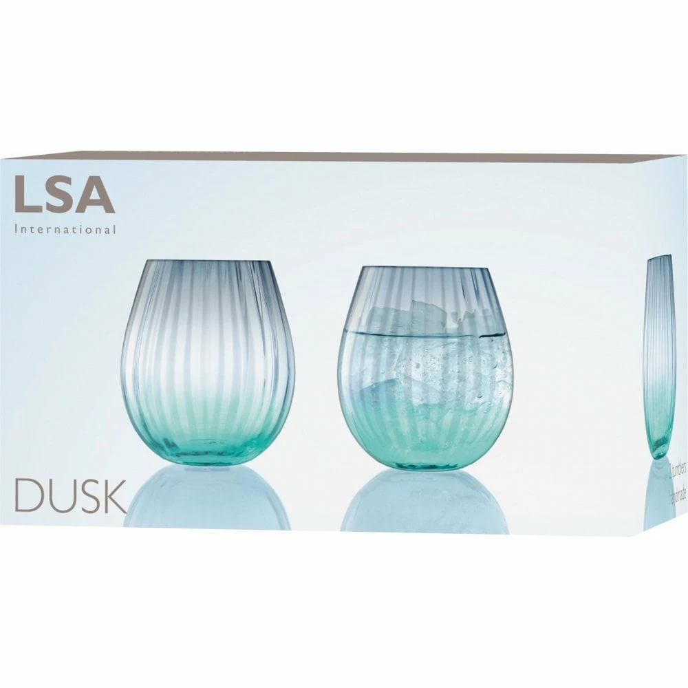 LSA International Set of 2 Green/Grey 425ml Dusk Tumbler Glasses 4 LSA International Set of 2 Green/Grey 425ml Dusk Tumbler Glasses
