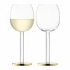 LSA International Set of 2 Luca Wine Glasses with Gold Trim
